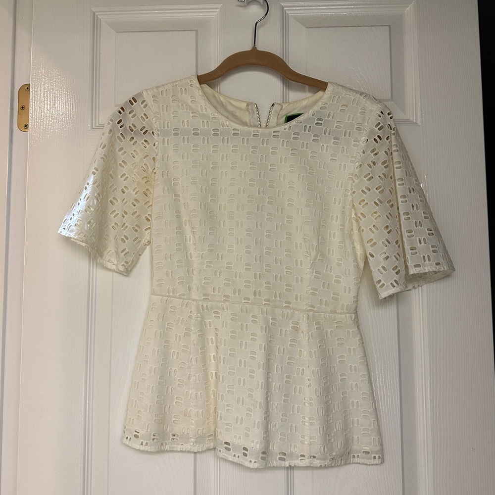 C Wonder Off White Shot sleeve Peplum blouse - Size 0